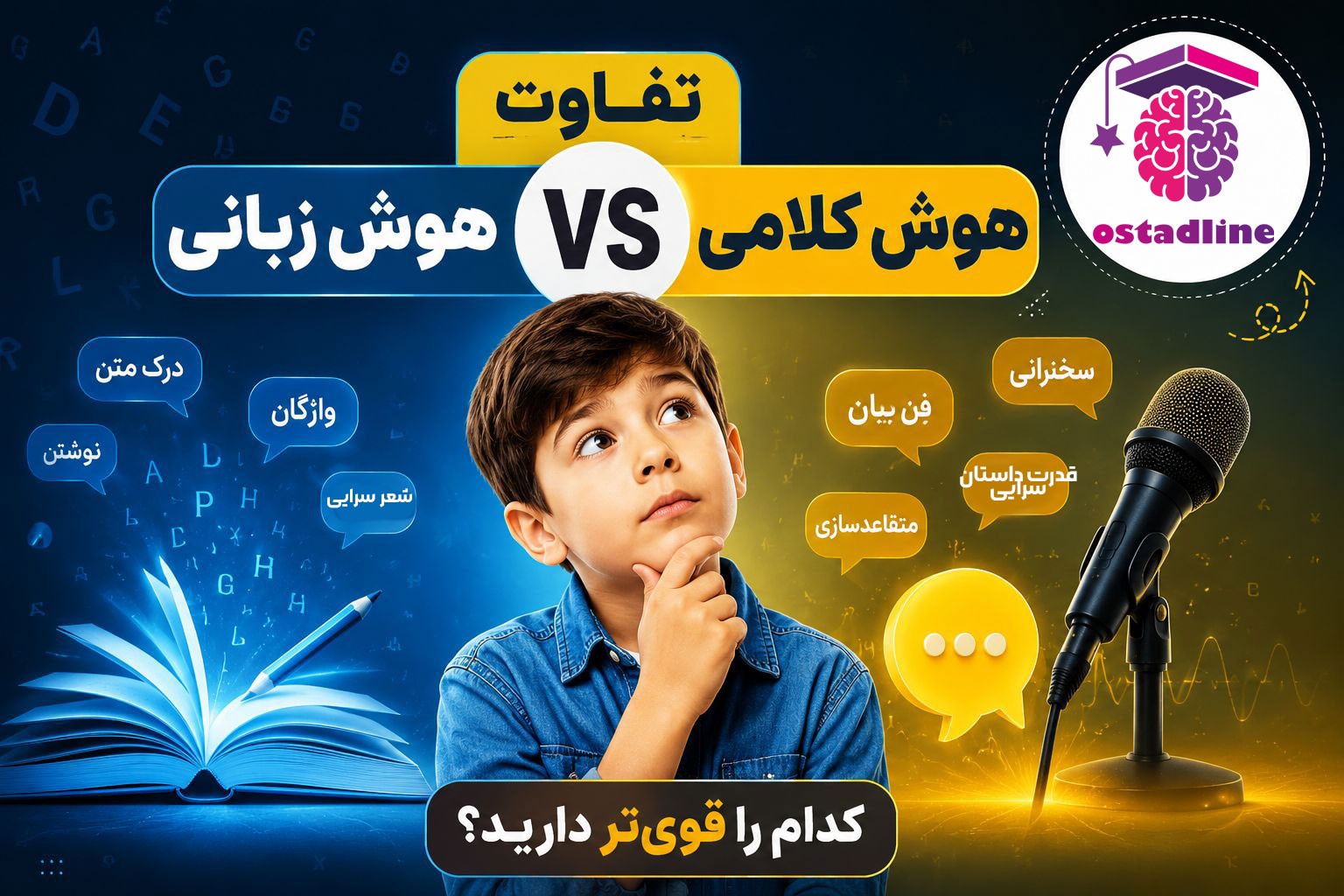تفاوت هوش کلامی و زبانی چیست؟ بررسی کامل ویژگی‌ها، مزایا و روش‌های تقویت | استادلاین
